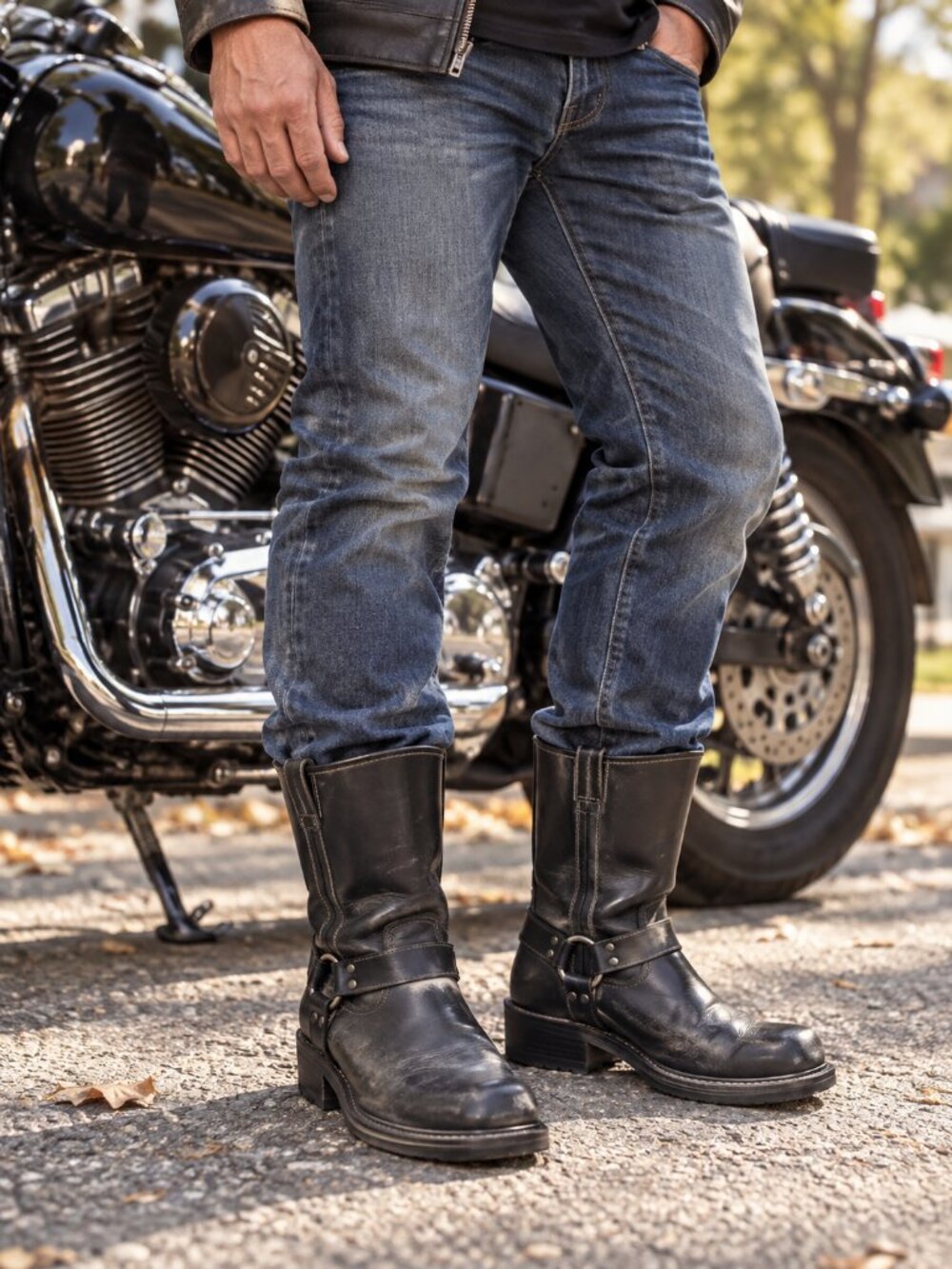 Harley Davidson Stratus 95143 Mens Size 10 Harness Biker Boots Motorcycle
